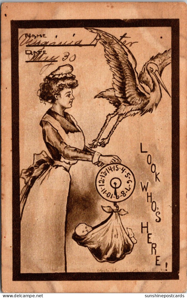 Birth Stork With Bay Being Weighed 1910 - Naissance