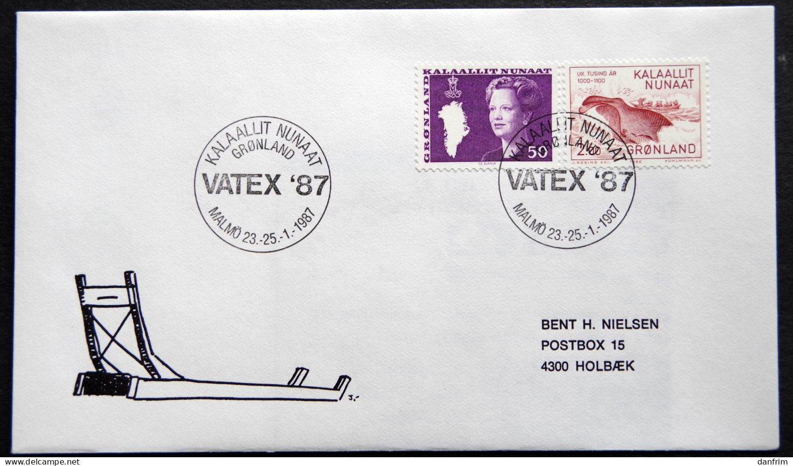 Greenland 1987 SPECIAL POSTMARKS.VATEX 87 MALMØ  23-25.-3-1987 ( Lot 879) - Storia Postale
