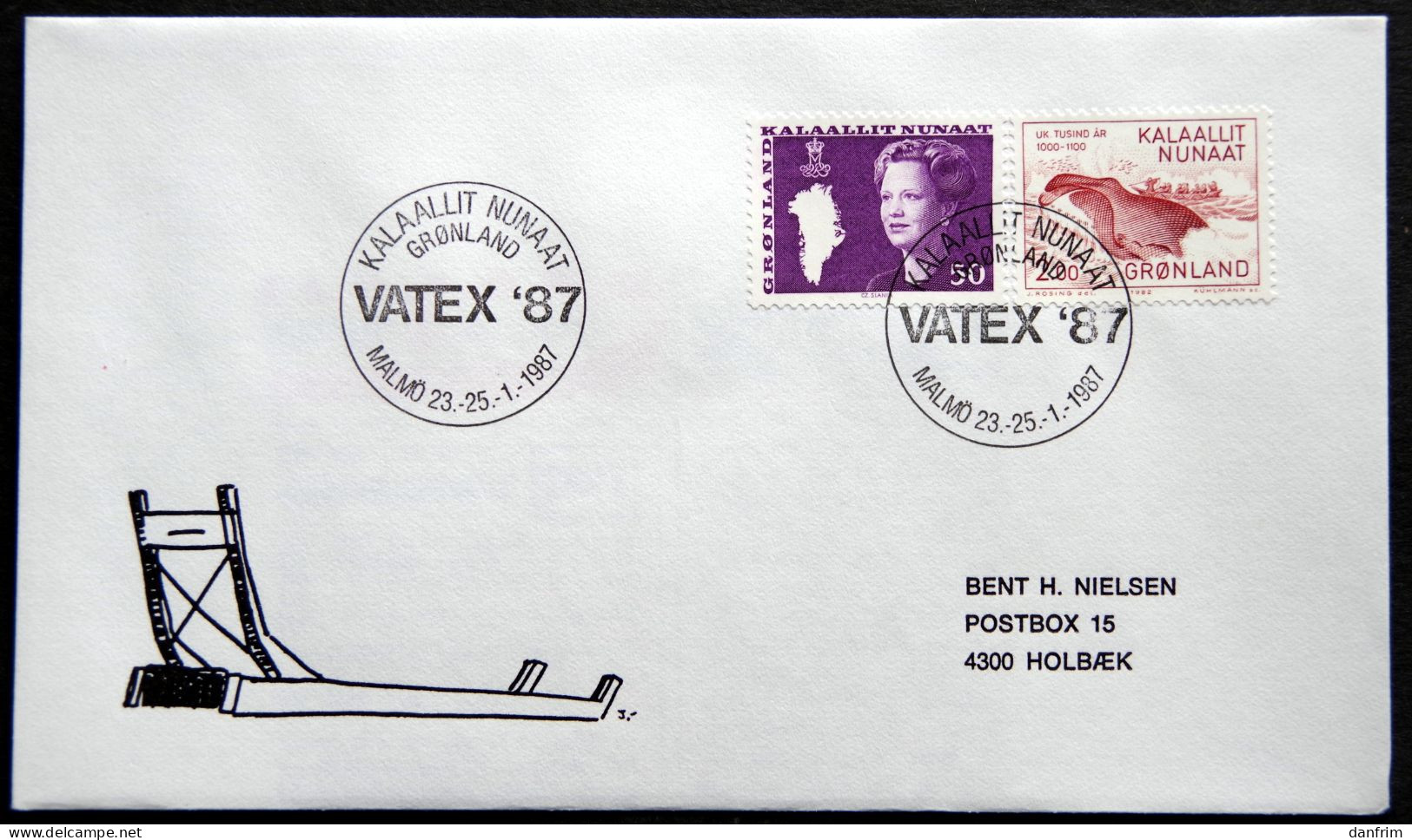 Greenland 1987 SPECIAL POSTMARKS.VATEX 87 MALMØ  23-25.-3-1987 ( Lot 949) - Storia Postale