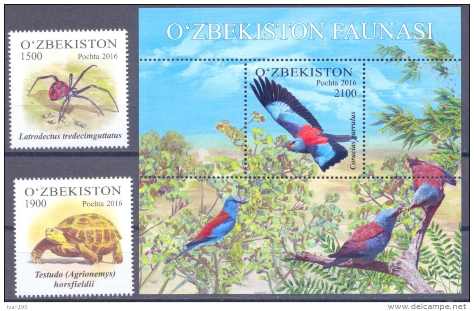 2016. Uzbekistan, Fauna Of Uzbekistan, Birds, Turtle, Insects, 2v + S/s,  Mint/** - Uzbekistan