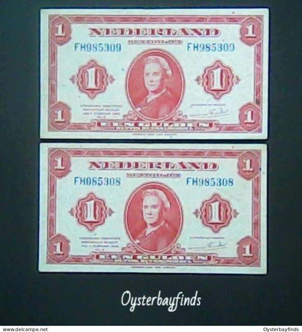 Netherlands 1943: 2 X 1 Gulden With Consecutive Serial Numbers - 1 Gulden