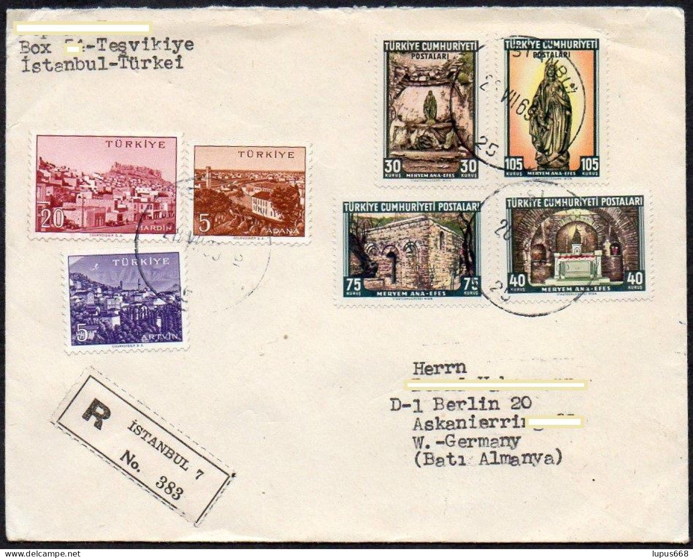 R Türkei 1962 MiNr. 1846/ 1849 + Städte Auf R- Brief In Die BRD - Covers & Documents