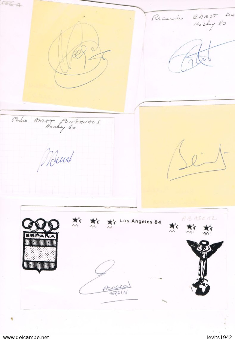 JEUX OLYMPIQUES - 5 AUTOGRAPHES DE MEDAILLES OLYMPIQUES - CONCURRENTS D'ESPAGNE - - Autogramme