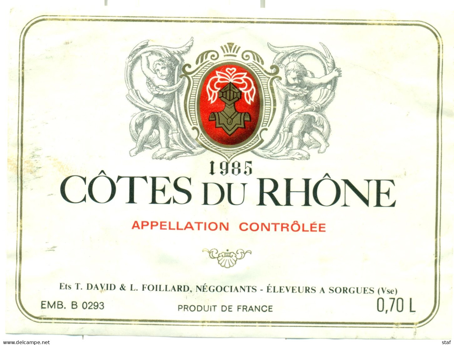 (M12) Etiquette - Etiket Côtes Du Rhône 1985 - Sorgues - Côtes Du Rhône