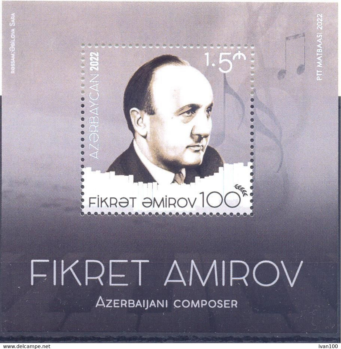 2022. Azerbaijan, Fikret Amirov, Composer, S/s, Mint/** - Azerbaiján