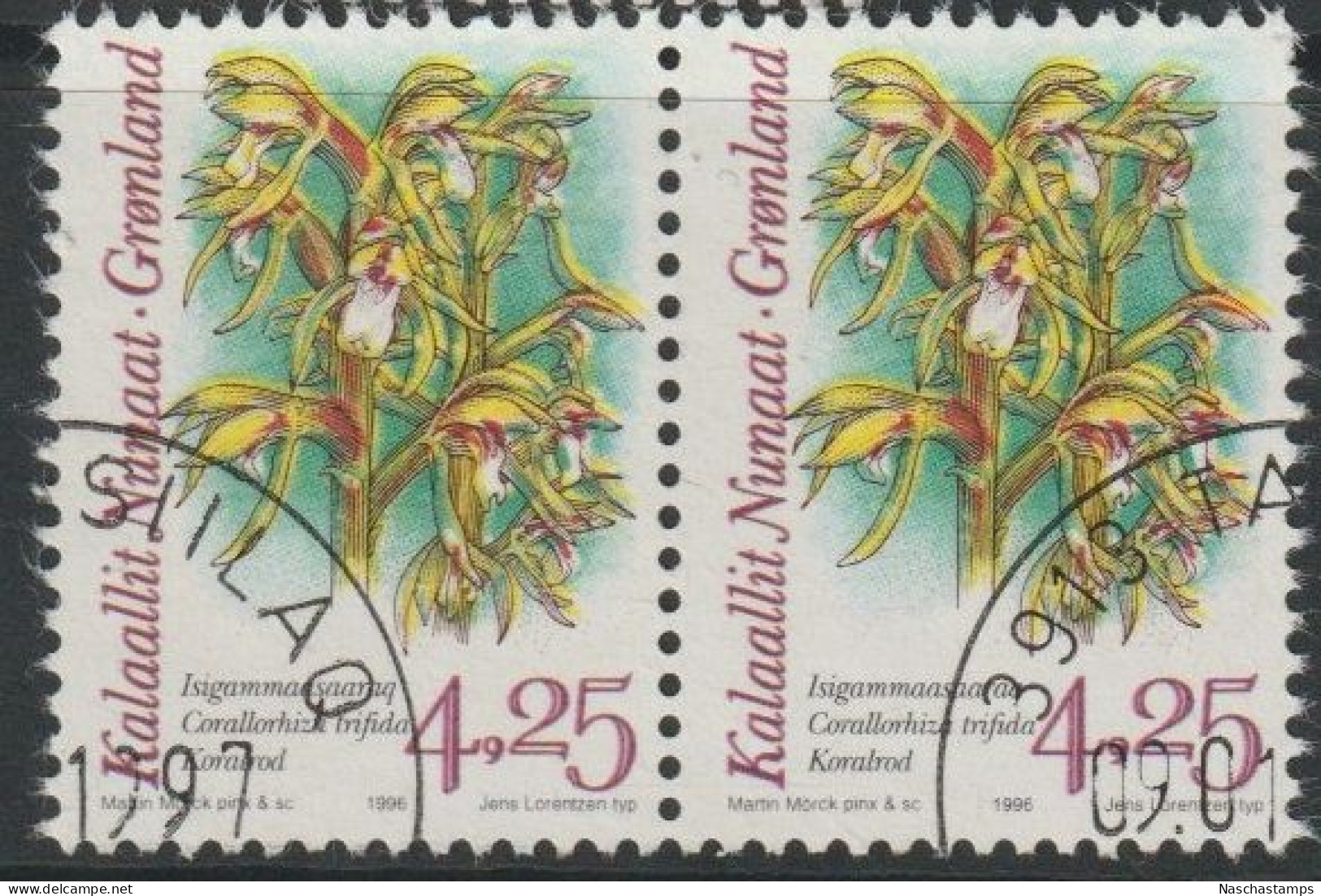Greenland 1996 4.25 Pair Arctic Orchids MH - Used Stamps