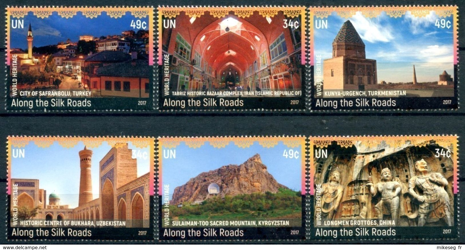 ONU New-York 2017 - Unesco - Patrimoine Mondial "Les Routes De La Soie" 6 Timbres Détachés De Carnet De Prestige ** - Unused Stamps