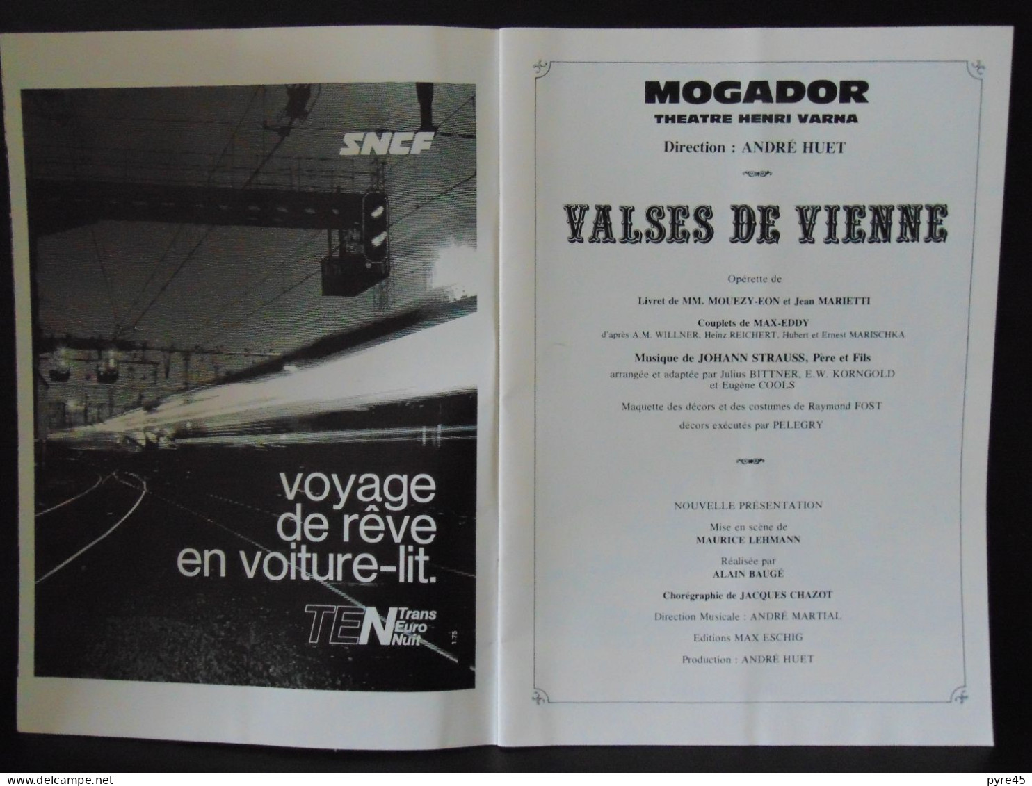 Programme " Théâtre Mogador " Valses De Vienne - Programmes