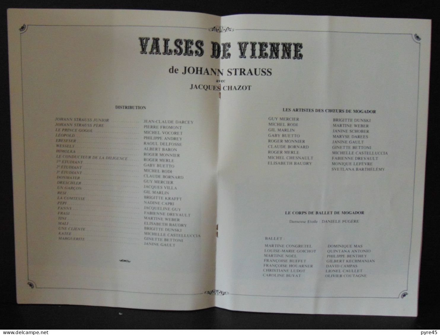Programme " Théâtre Mogador " Valses De Vienne - Programmes