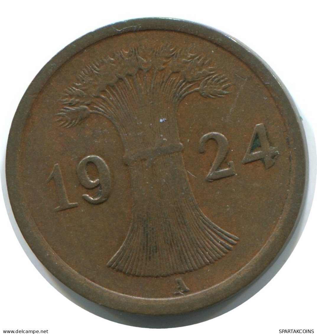 1 REICHSPFENNIG 1924 A DEUTSCHLAND Münze GERMANY #AE212.D - 1 Rentenpfennig & 1 Reichspfennig