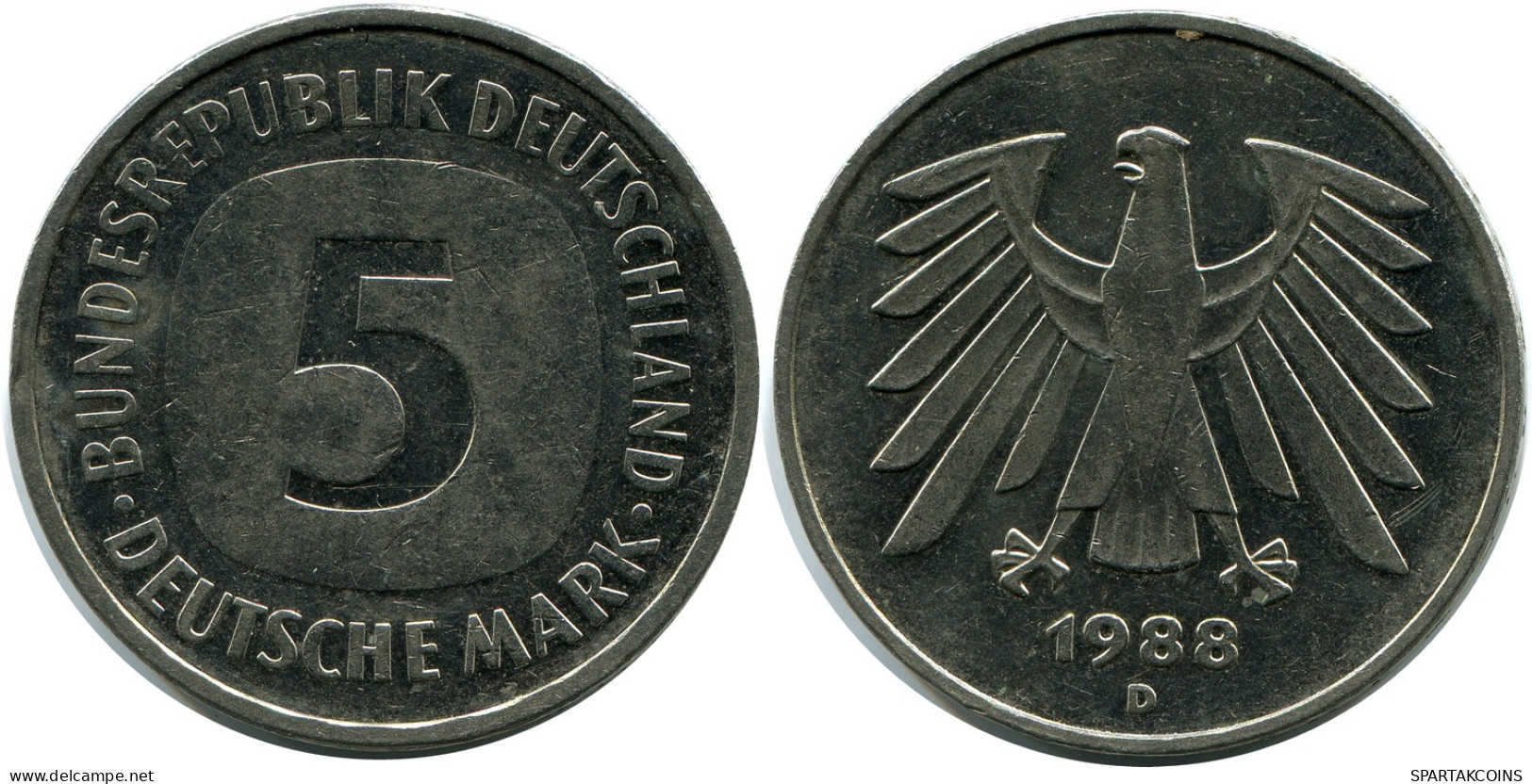 5 DM 1988 D WEST & UNIFIED GERMANY Coin #AZ484.U - 5 Mark