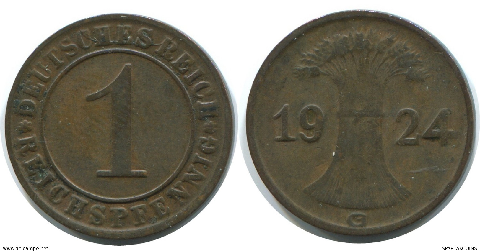 1 REICHSPFENNIG 1924 G ALEMANIA Moneda GERMANY #AE211.E - 1 Rentenpfennig & 1 Reichspfennig
