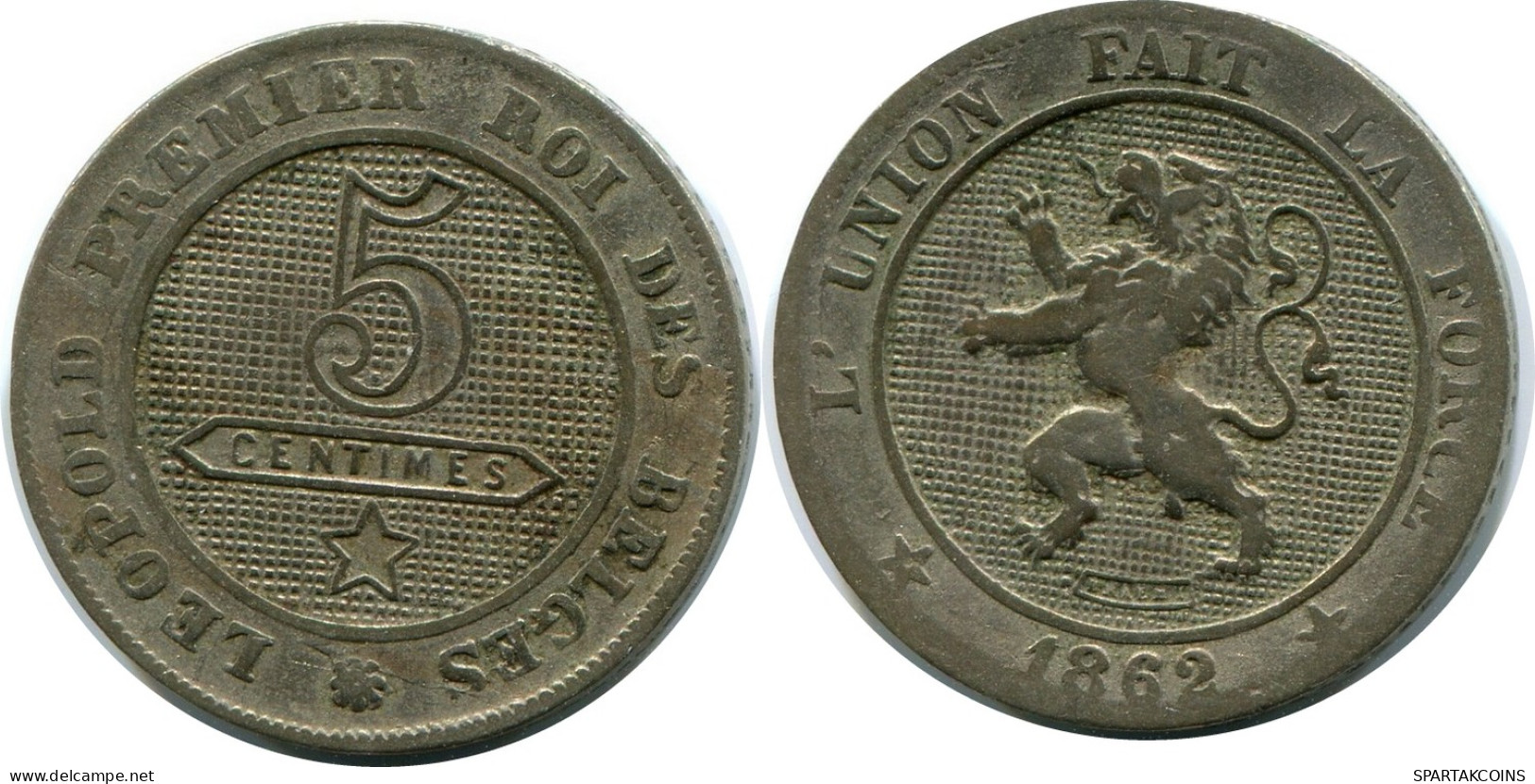 5 CENTIMES 1862 BELGIEN BELGIUM Münze #AX362.D - 5 Centimes