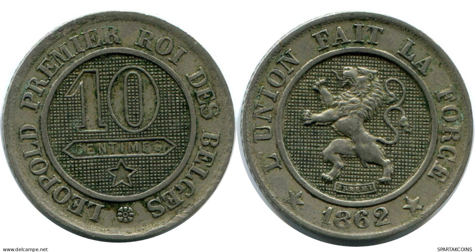 10 CENTIMES 1862 BELGIEN BELGIUM Münze #AZ133.1.D - 10 Cents