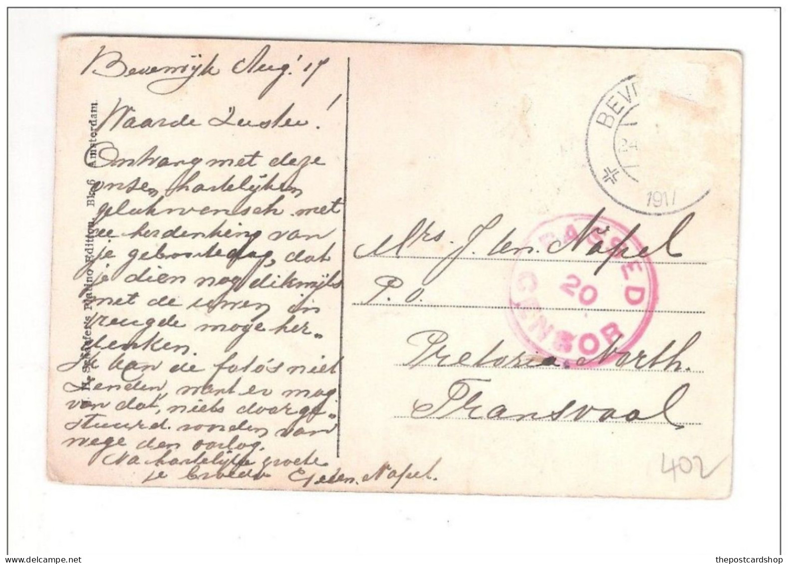 Breestraat, Beverwijk Censor Postmark ANSICHTKAART * CPA * Netherlands - Beverwijk