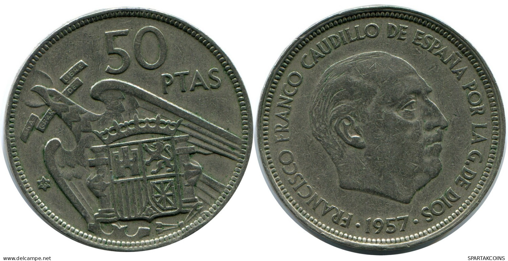 50 PESETAS 1957 SPANIEN SPAIN Francisco Franco Münze #AZ137.D - 50 Pesetas