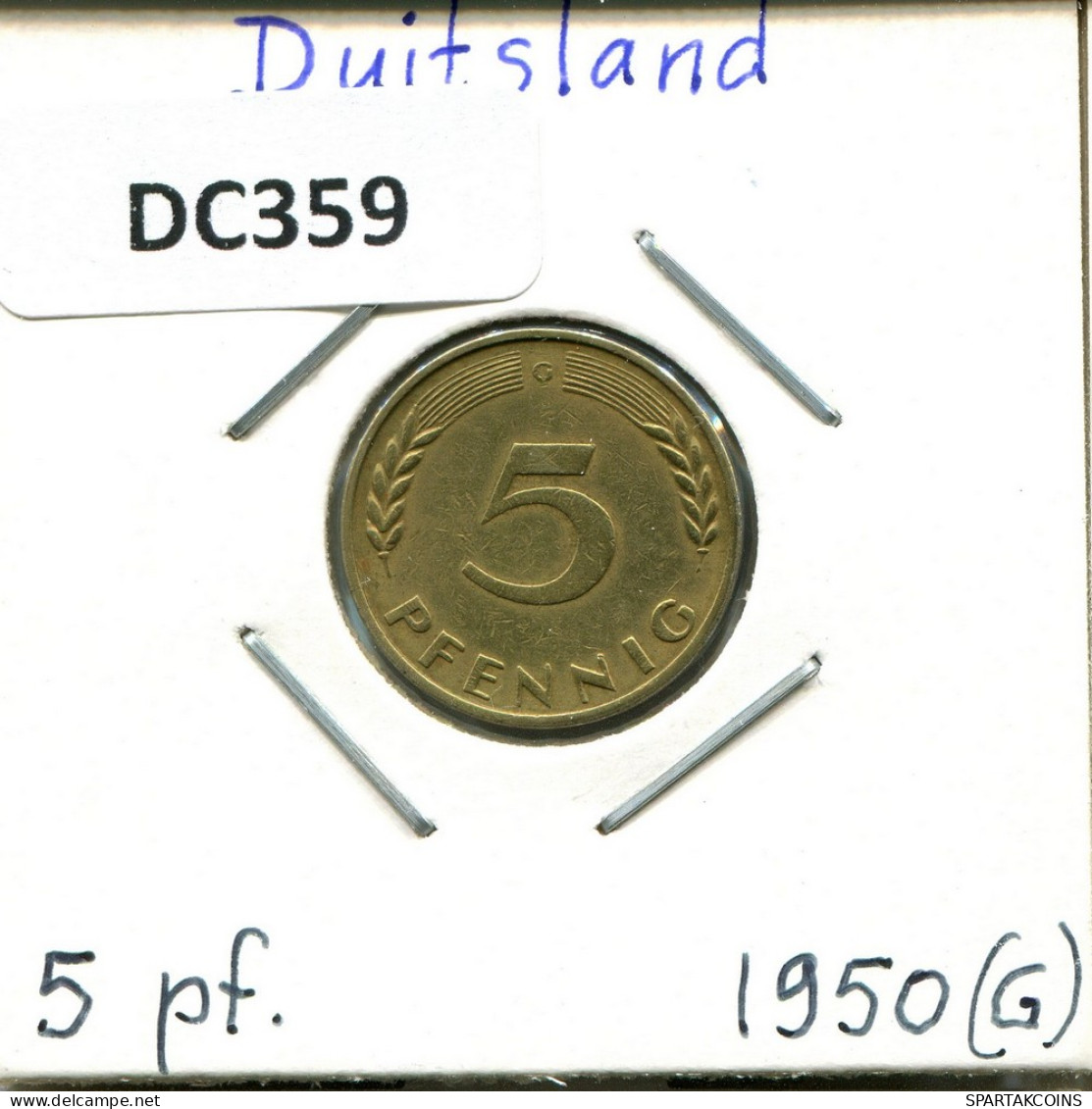 5 PFENNIG 1950 G BRD ALEMANIA Moneda GERMANY #DC359.E - 5 Pfennig