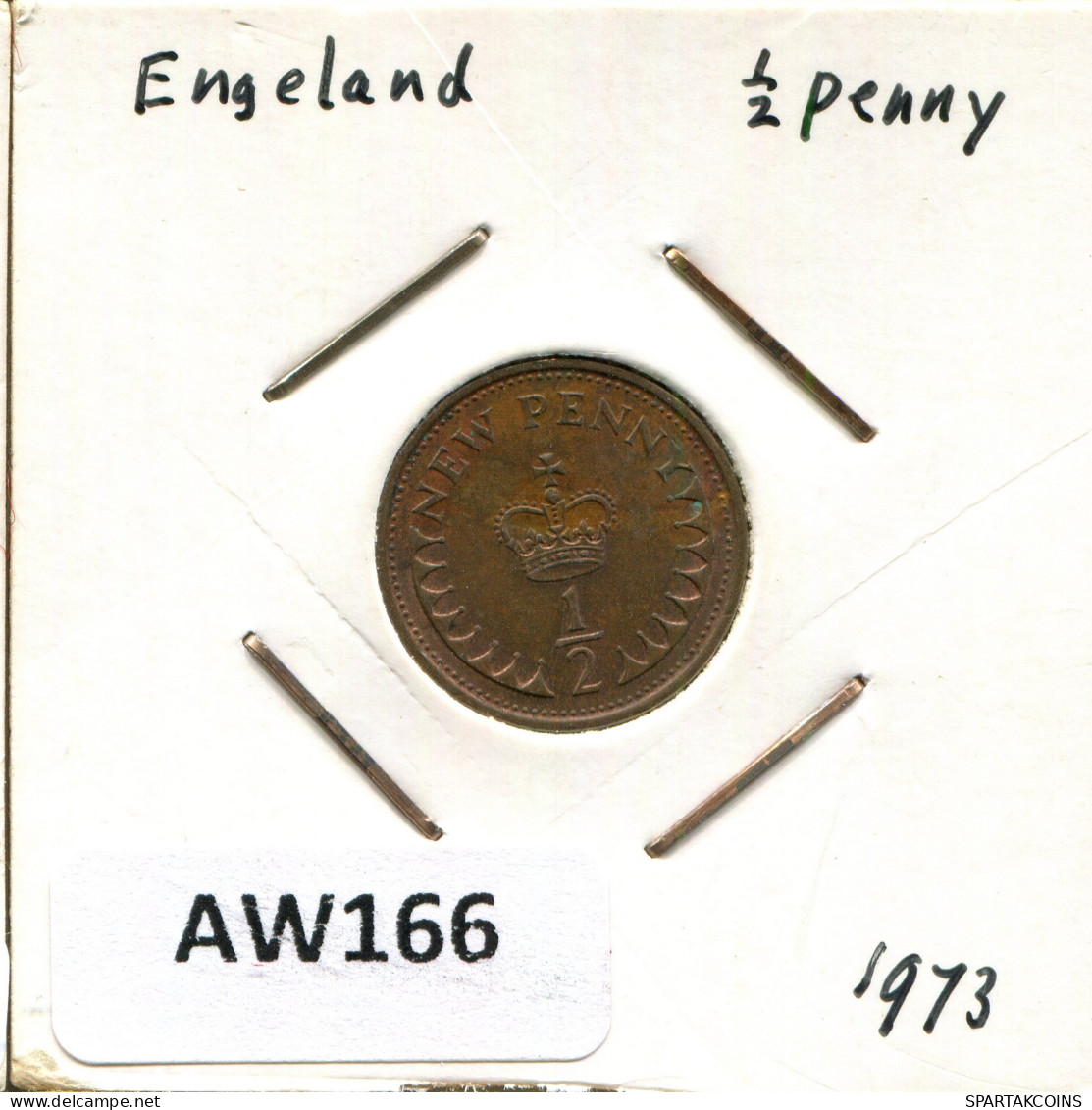 HALF PENNY 1973 UK GBAN BRETAÑA GREAT BRITAIN Moneda #AW166.E - 1/2 Penny & 1/2 New Penny