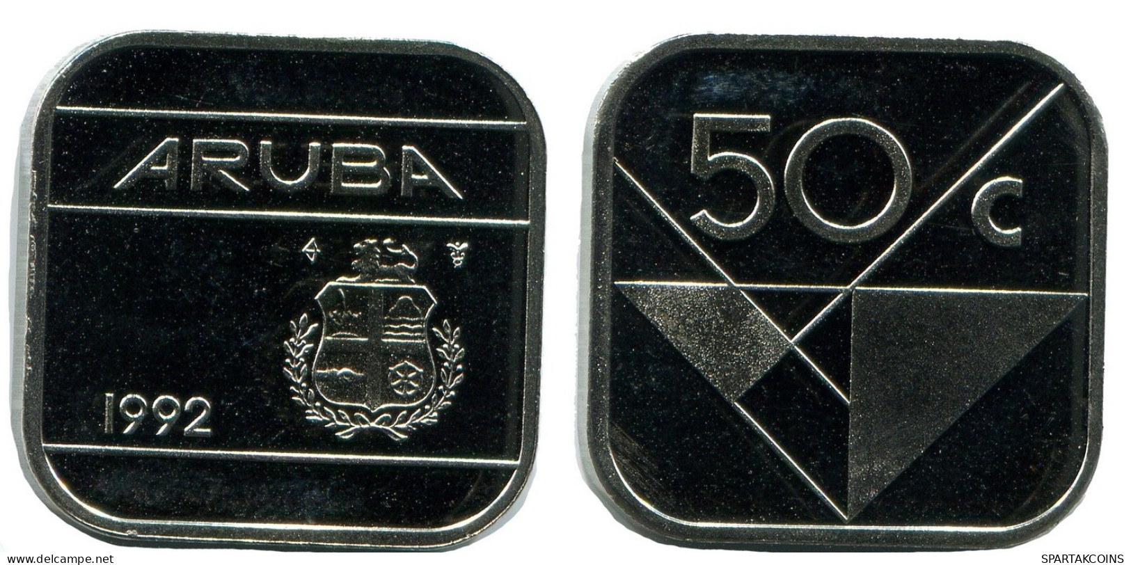 50 CENTS 1992 ARUBA Coin (From BU Mint Set) #AH058.U - Aruba