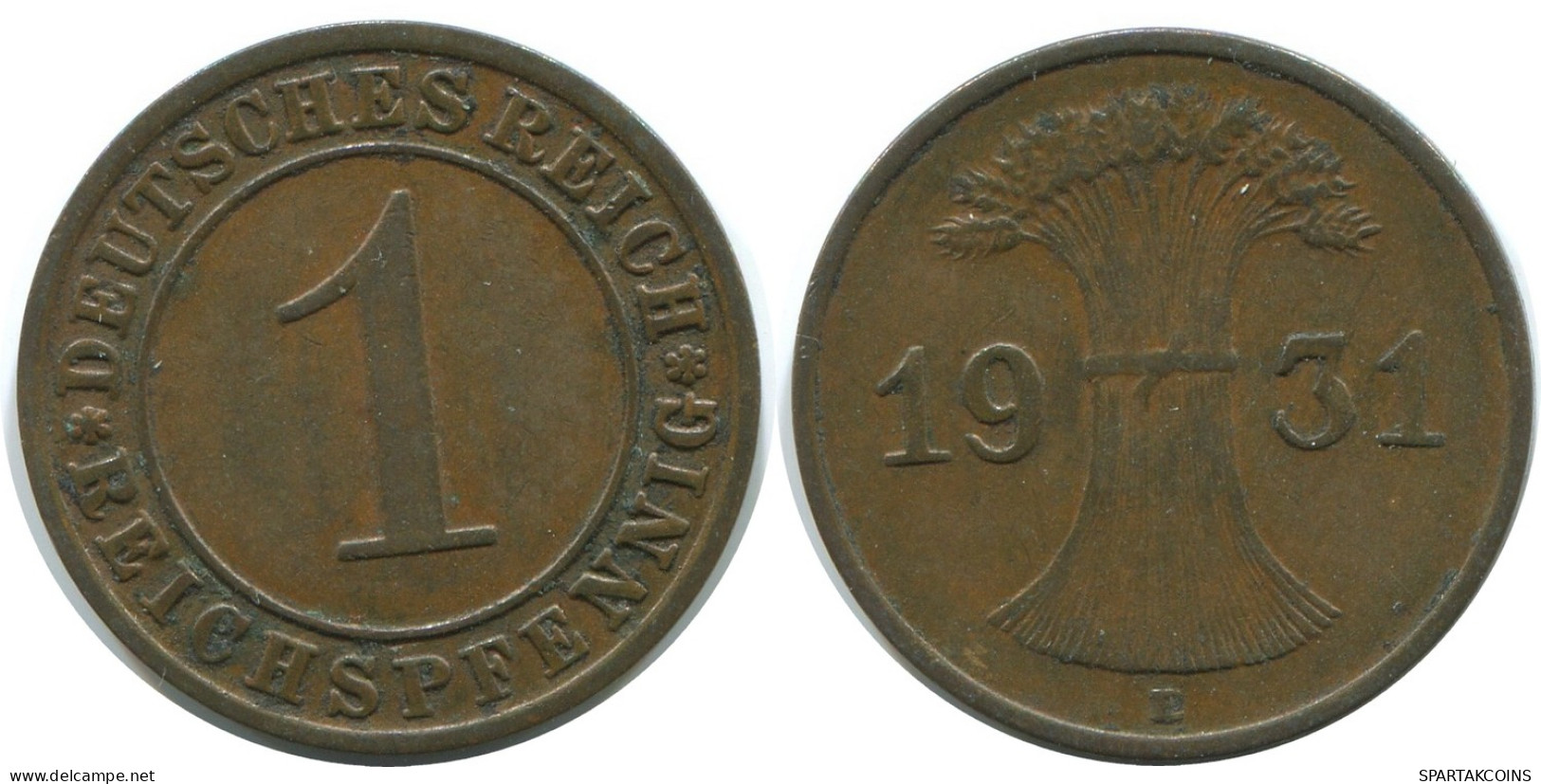 1 REICHSPFENNIG 1931 E DEUTSCHLAND Münze GERMANY #AE222.D - 1 Rentenpfennig & 1 Reichspfennig