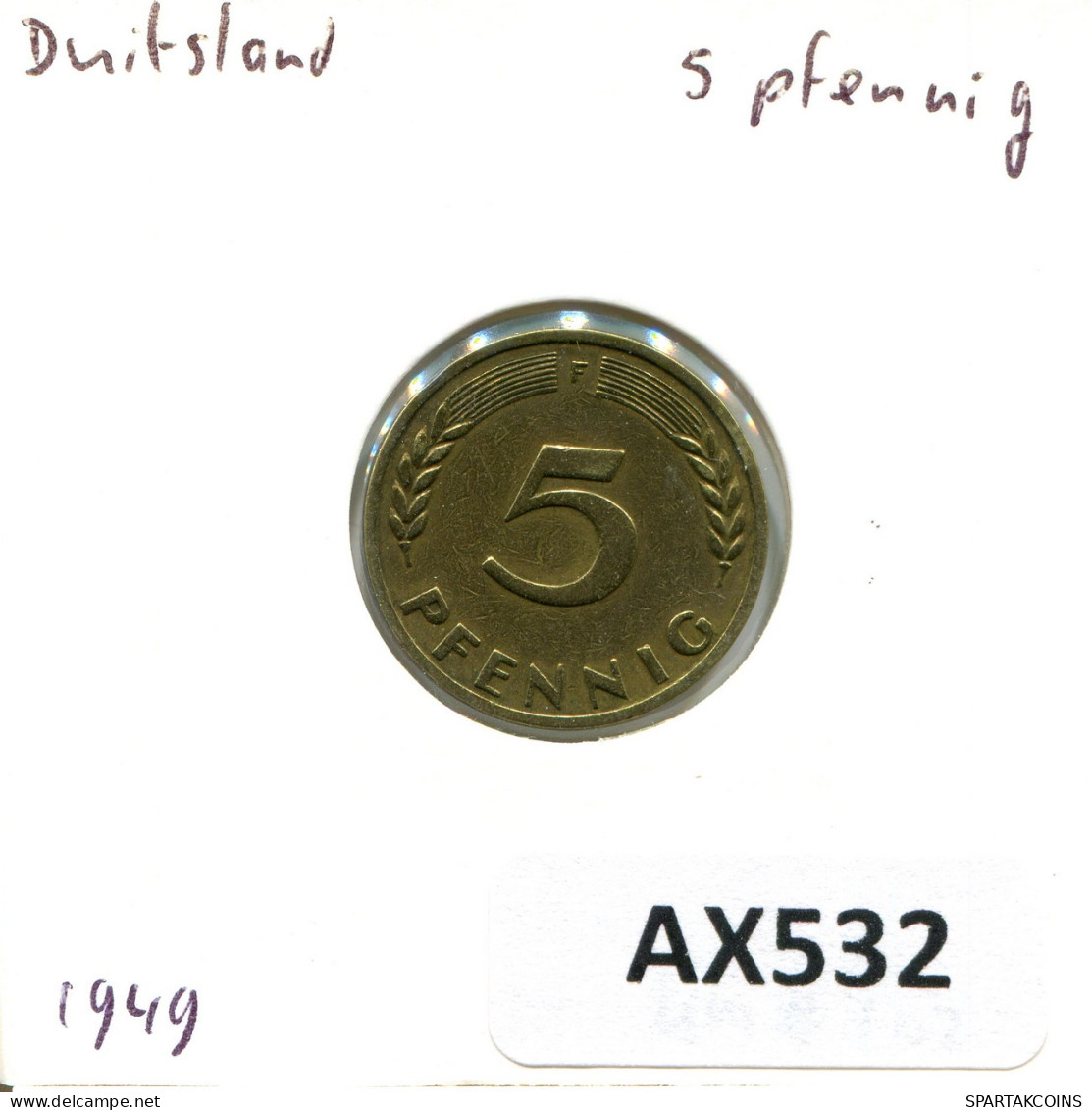 5 PFENNIG 1949 F BRD DEUTSCHLAND Münze GERMANY #AX532.D - 5 Pfennig