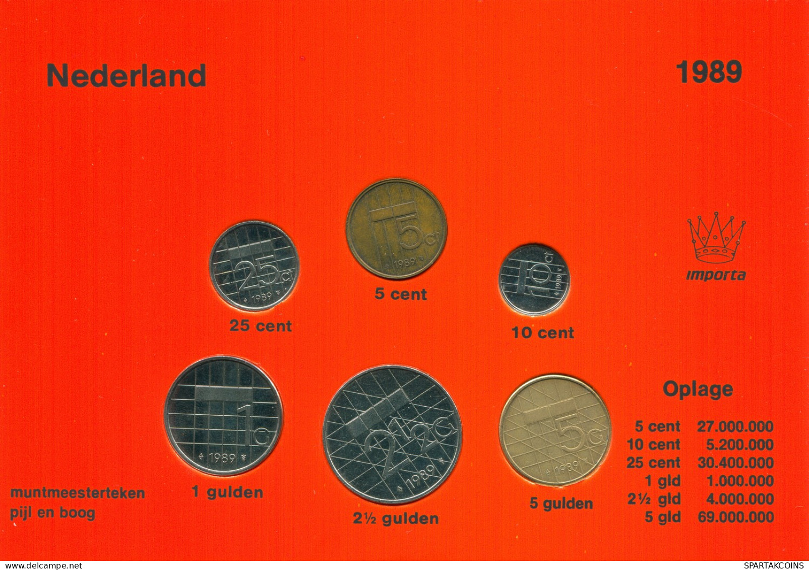 NETHERLANDS 1989 MINT SET 6 Coin #SET1026.7.U - Jahressets & Polierte Platten