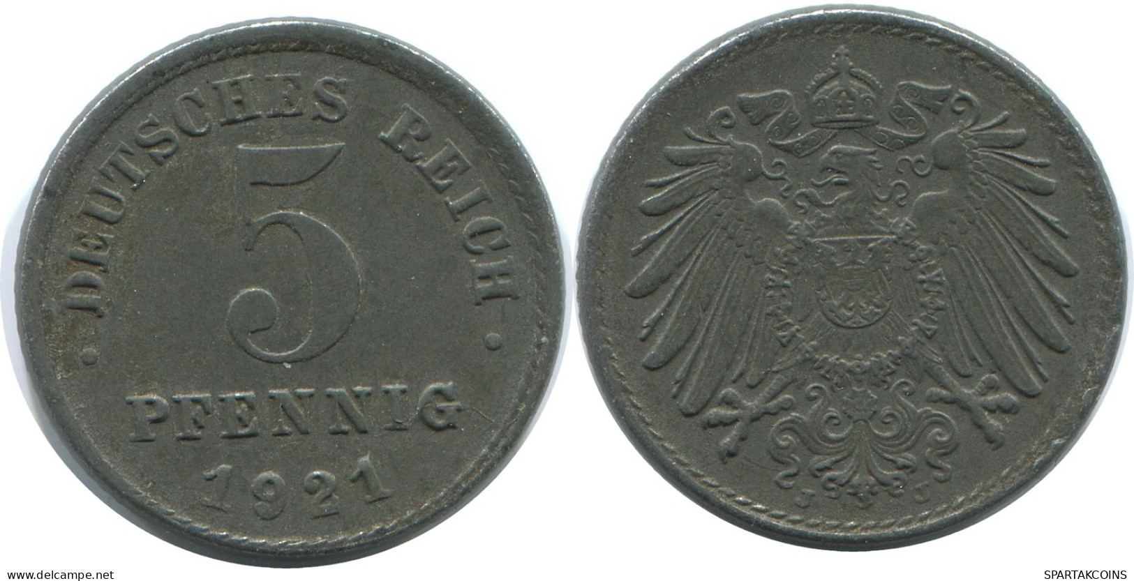 5 PFENNIG 1921 J ALLEMAGNE Pièce GERMANY #AE310.F - 5 Rentenpfennig & 5 Reichspfennig