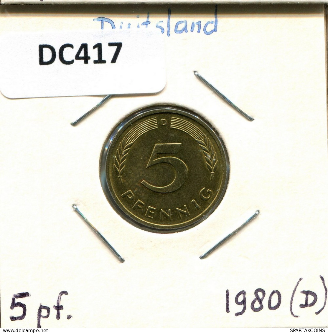 5 PFENNIG 1980 D BRD ALLEMAGNE Pièce GERMANY #DC417.F - 5 Pfennig