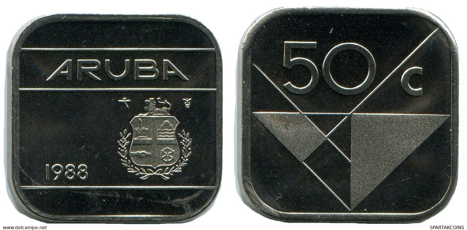 50 CENTS 1988 ARUBA Moneda (From BU Mint Set) #AH056.E - Aruba