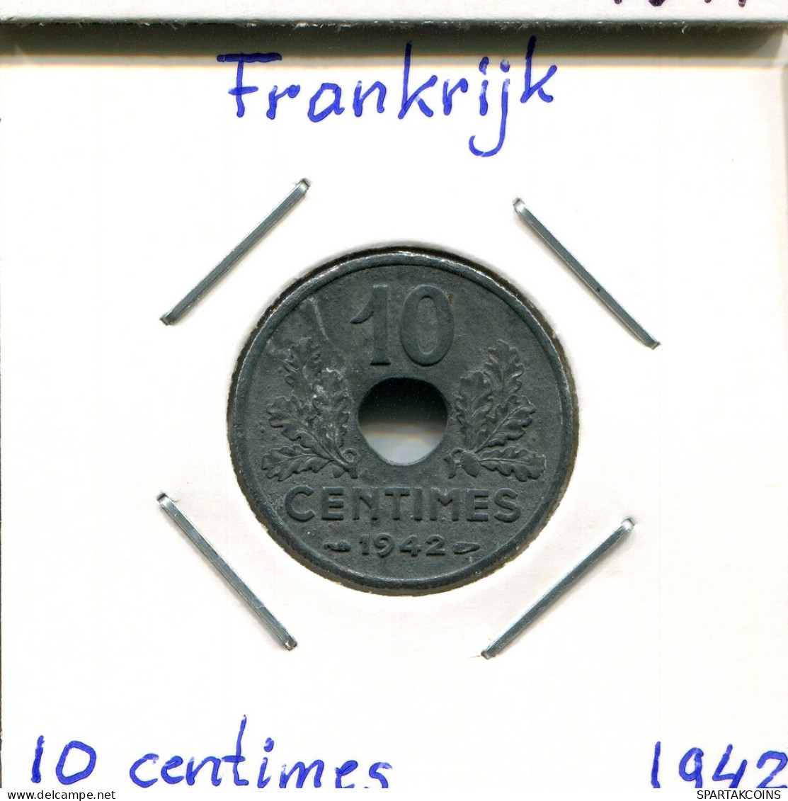 10 CENTIMES 1942 FRANKREICH FRANCE Französisch Münze #AM112.D - 10 Centimes