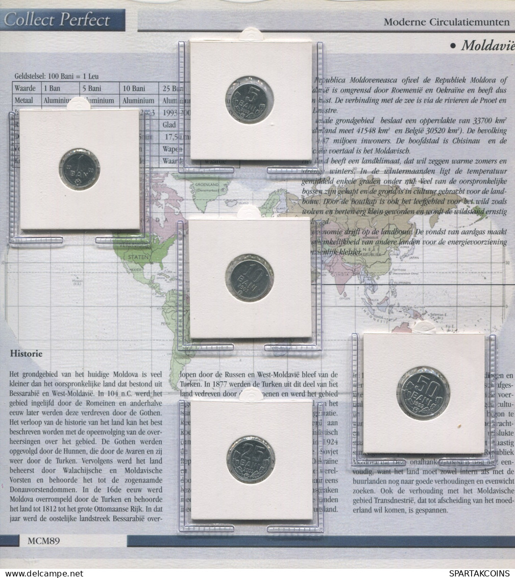 MOLDOVA 1993-2003 Coin SET 1. 5. 10. 25. 50 BANI UNC #SET1161.5.U - Moldavië