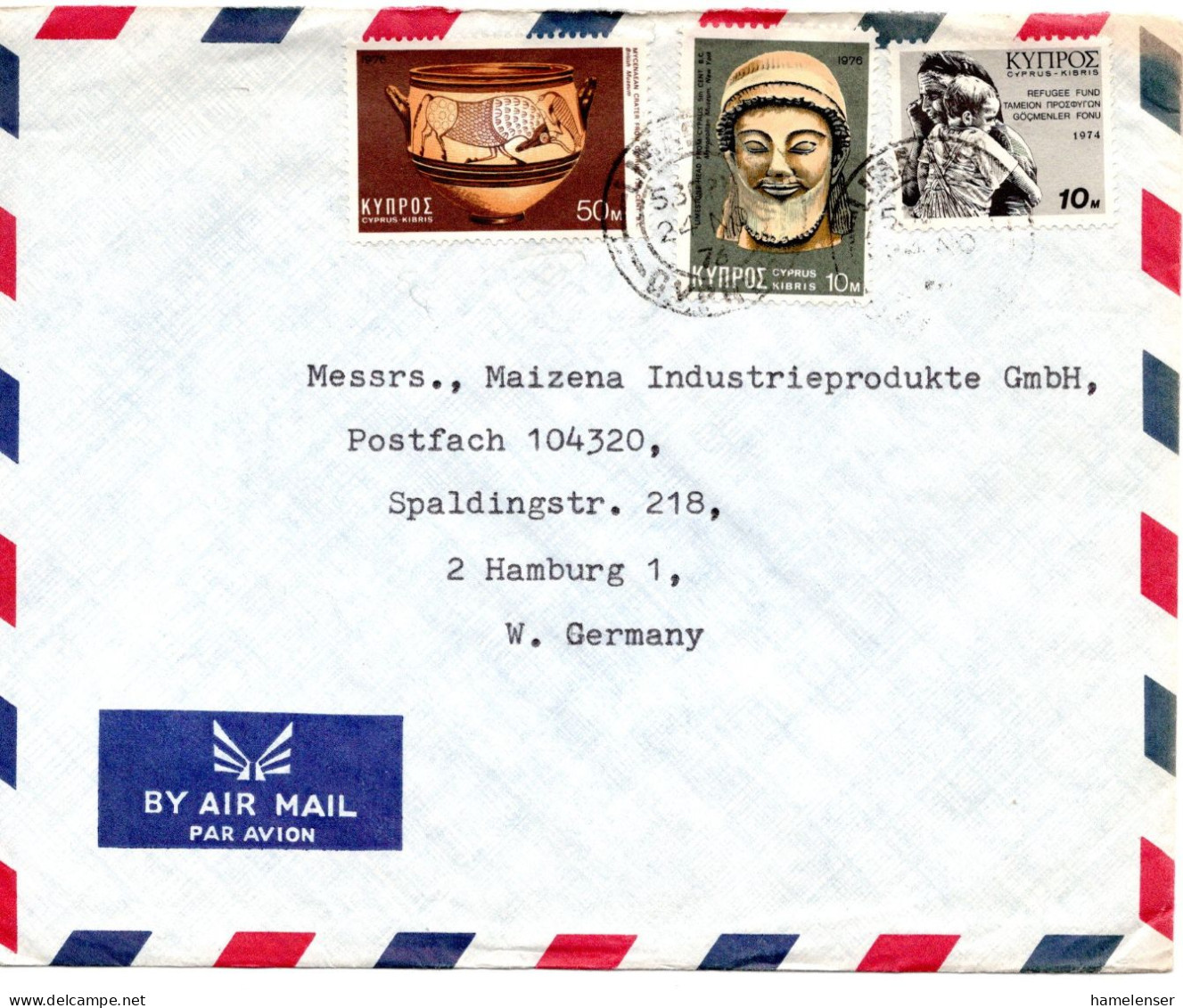 65635 - Zypern - 1976 - 50M Antike MiF A LpBf LIMASSOL -> Westdeutschland - Lettres & Documents