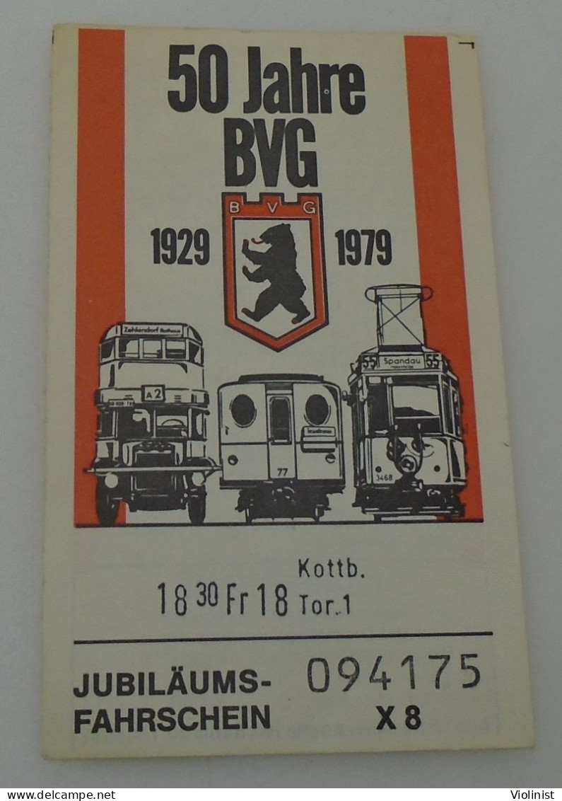 Germany-50 Jahre BVG 1929.-1979.-Jubiläums Fahrschein - Europe
