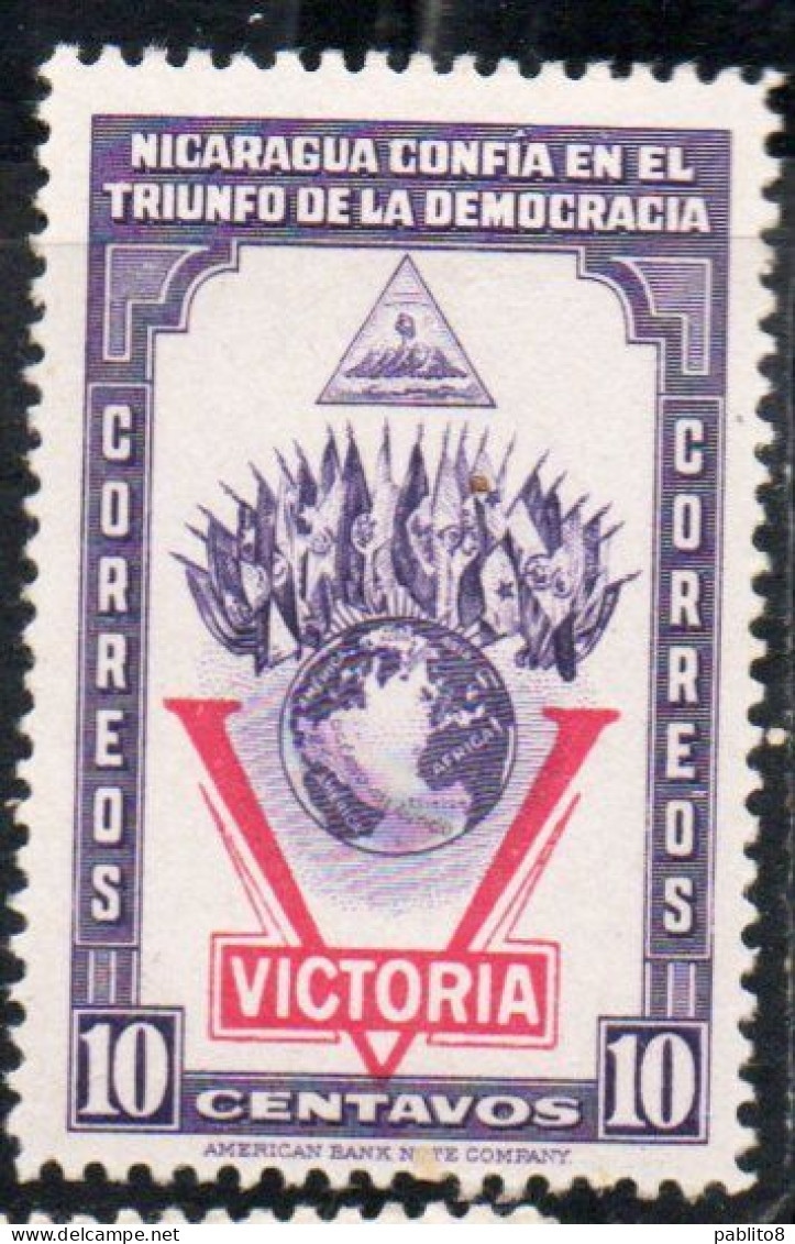 NICARAGUA 1943 VICTORY VICTORIA DECLARATION OF WAR AGAINST THE AXIS 10c MH - Nicaragua
