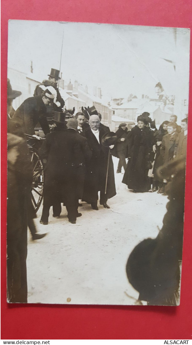 Carte Photo Monsieur  Jules Pams  à Neufchateau Sous La Neige , Place Devant Le Marché Couvert , Rare - Neufchateau