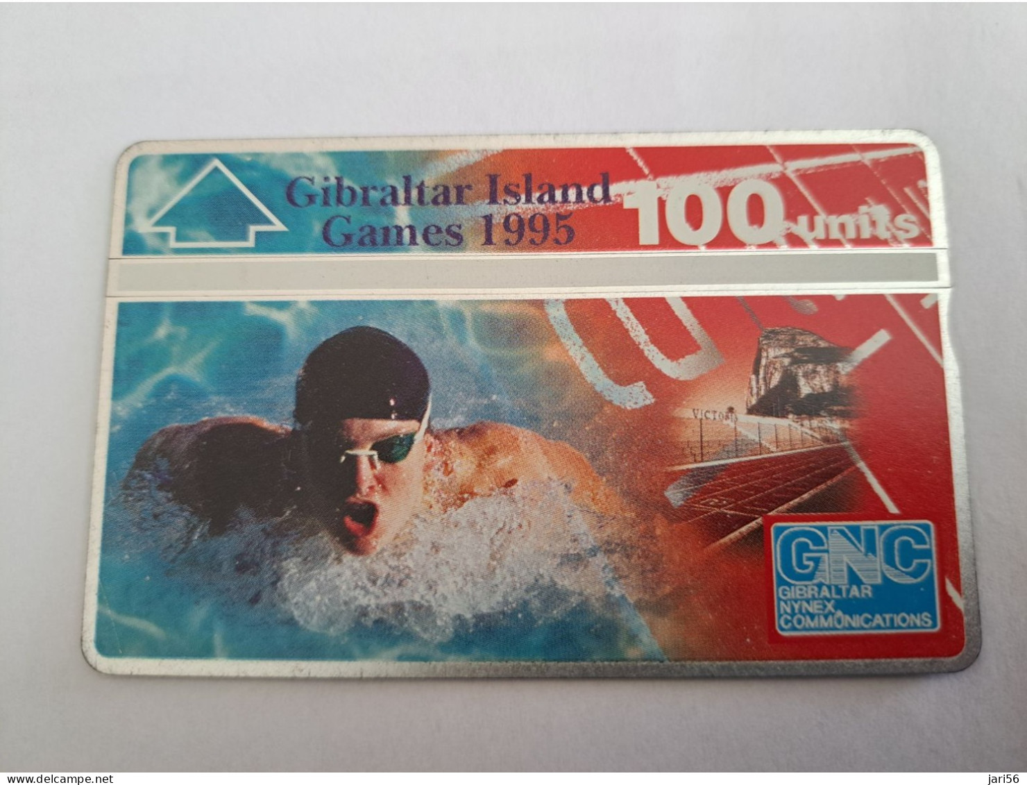 GIBRALTAR  LANDYS & GYR  100 UNITS / SPORT/SWIMMING    / 505L  /  ISLAND GAMES  /  USED ? CARD   **13285 ** - Gibilterra