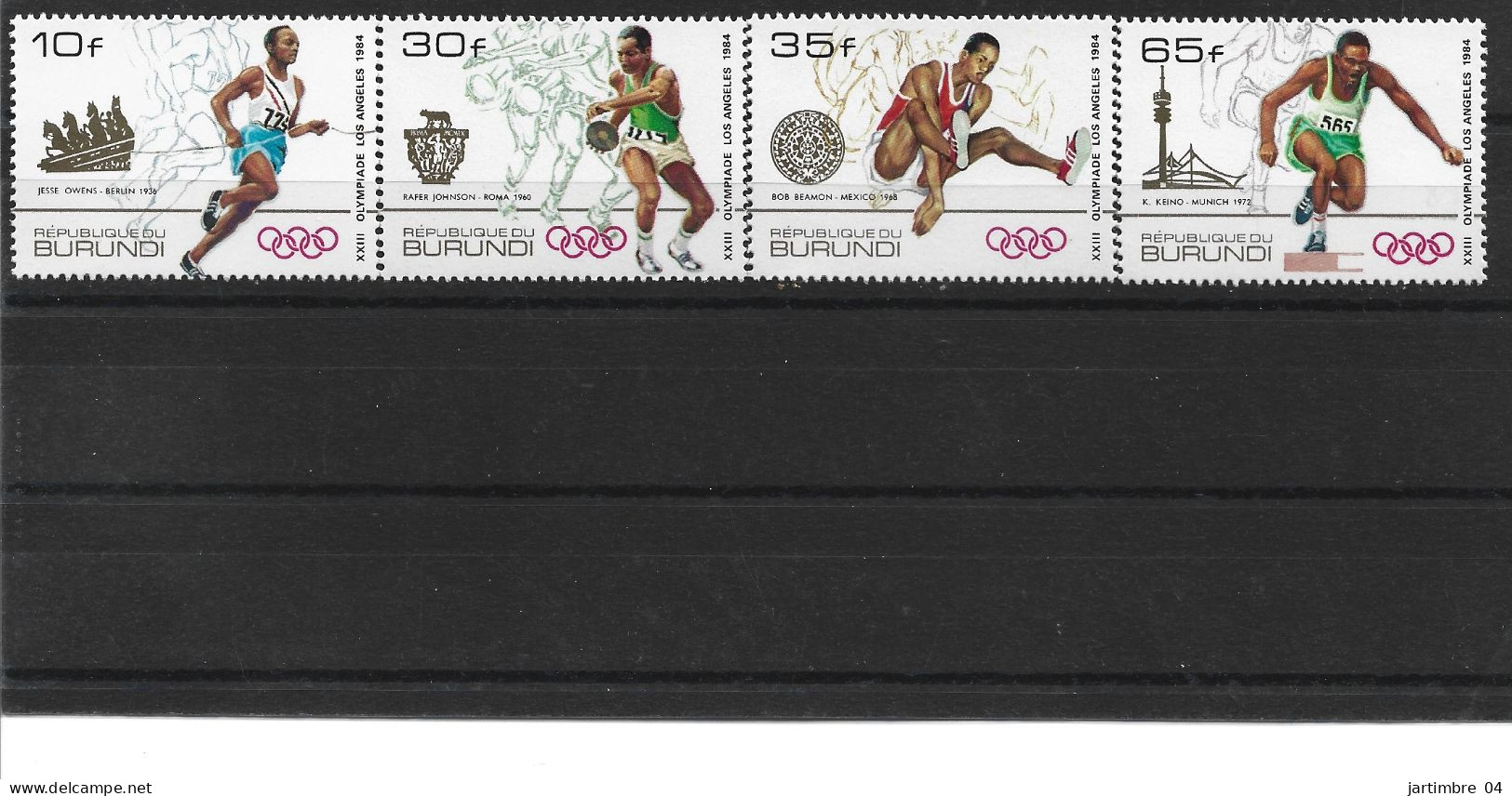 1985 BURUNDI 904-07** J.O Los Angelès, Athlétisme,  Côte 25.00 - Ungebraucht