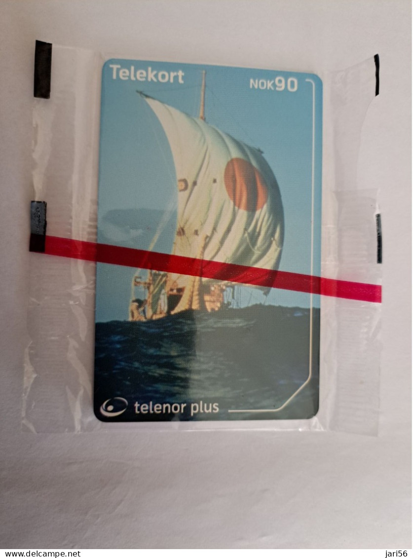 NORWAY NOORWEGEN TELENOR /90 TELLERSKRITT / SHIP/VIKING SHIP /RA E / BOAT /  N-25  /3000 EX   MINT IN WRAPPER **13293 ** - Norvège