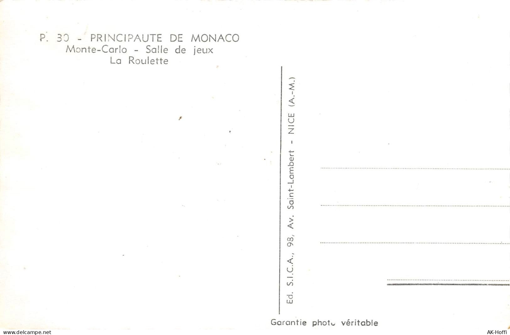 PRINCIPAUTE DE MONACO Monte-Carlo - Salle De Jeux La Roulette Ngl. (593) - Monte-Carlo