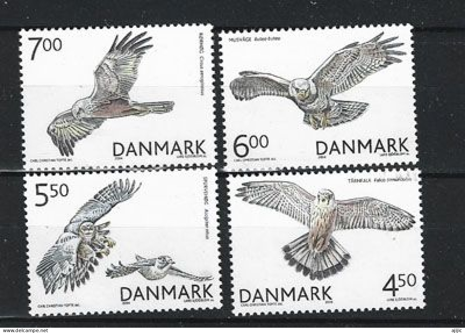 DANEMARK. Oiseaux De Proie / Rapaces Du Danemark. Série Complète 4 Timbres Neufs **  Année 2004 - Unused Stamps