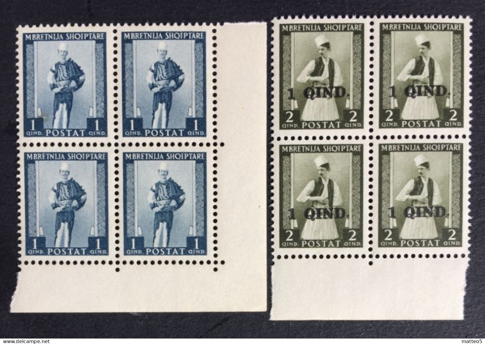 1942 - Albania - Native Costumes - 1 - 2 Q - 8 Stamps - New - - Albanië