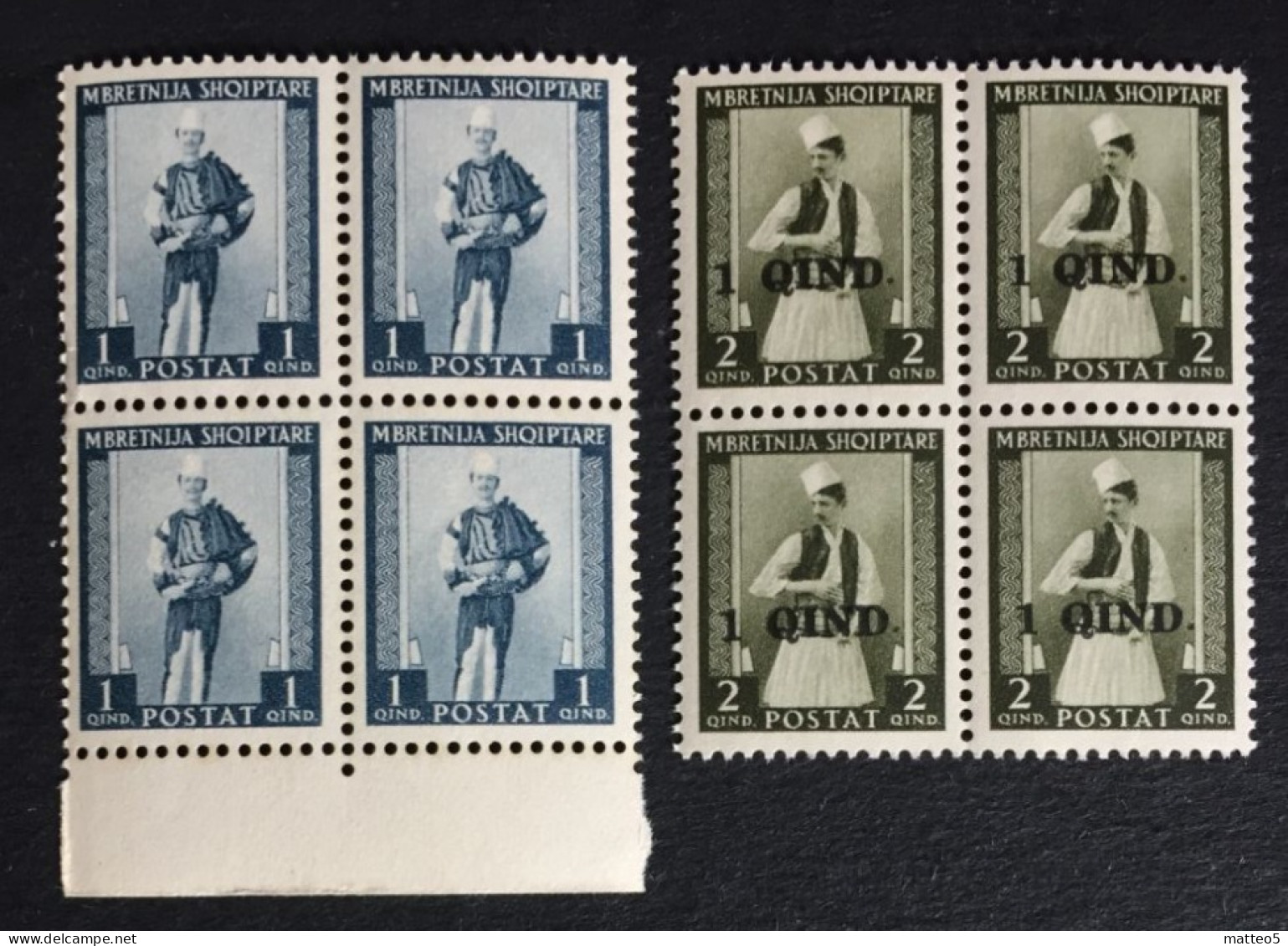 1942 - Albania - Native Costumes - 1 - 2 Q - 8 Stamps - New - - Albania