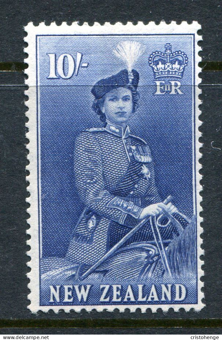 New Zealand 1953-59 QEII Definitives - 10/- Deep Ultramarine HM (SG 736) - Unused Stamps