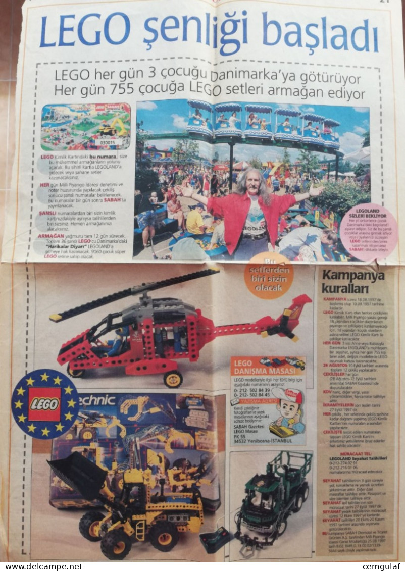 Lego Turquie - "Le Festival LEGO A Commencé. Chaque Jour, Nous Offrons Des Cadeaux Lego à 755 Enfants." 1997 - Non Classificati