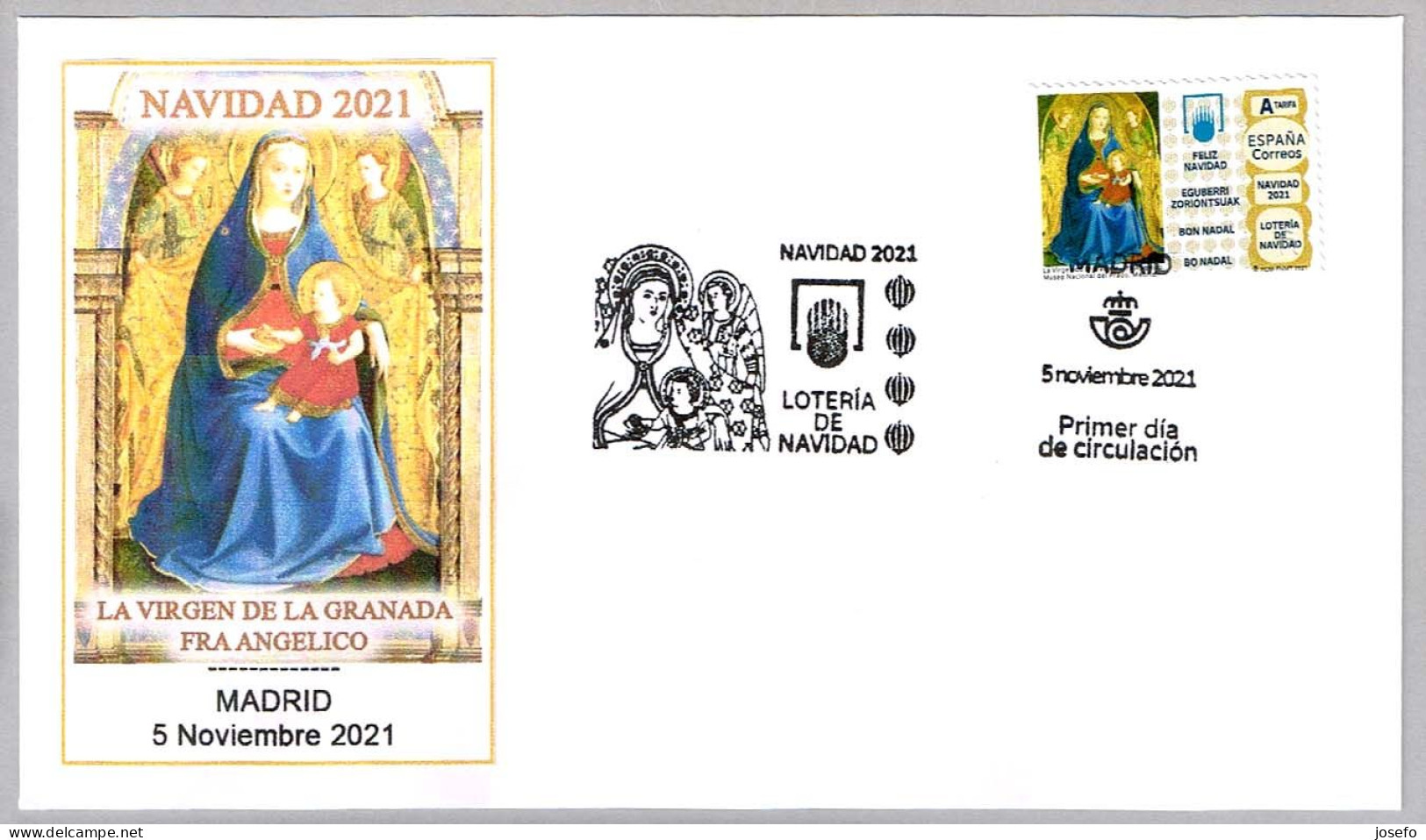 LA VIRGEN DE LA GRANADA - FRA ANGELICO - Navidad. FDC Madrid 2021 - Schilderijen