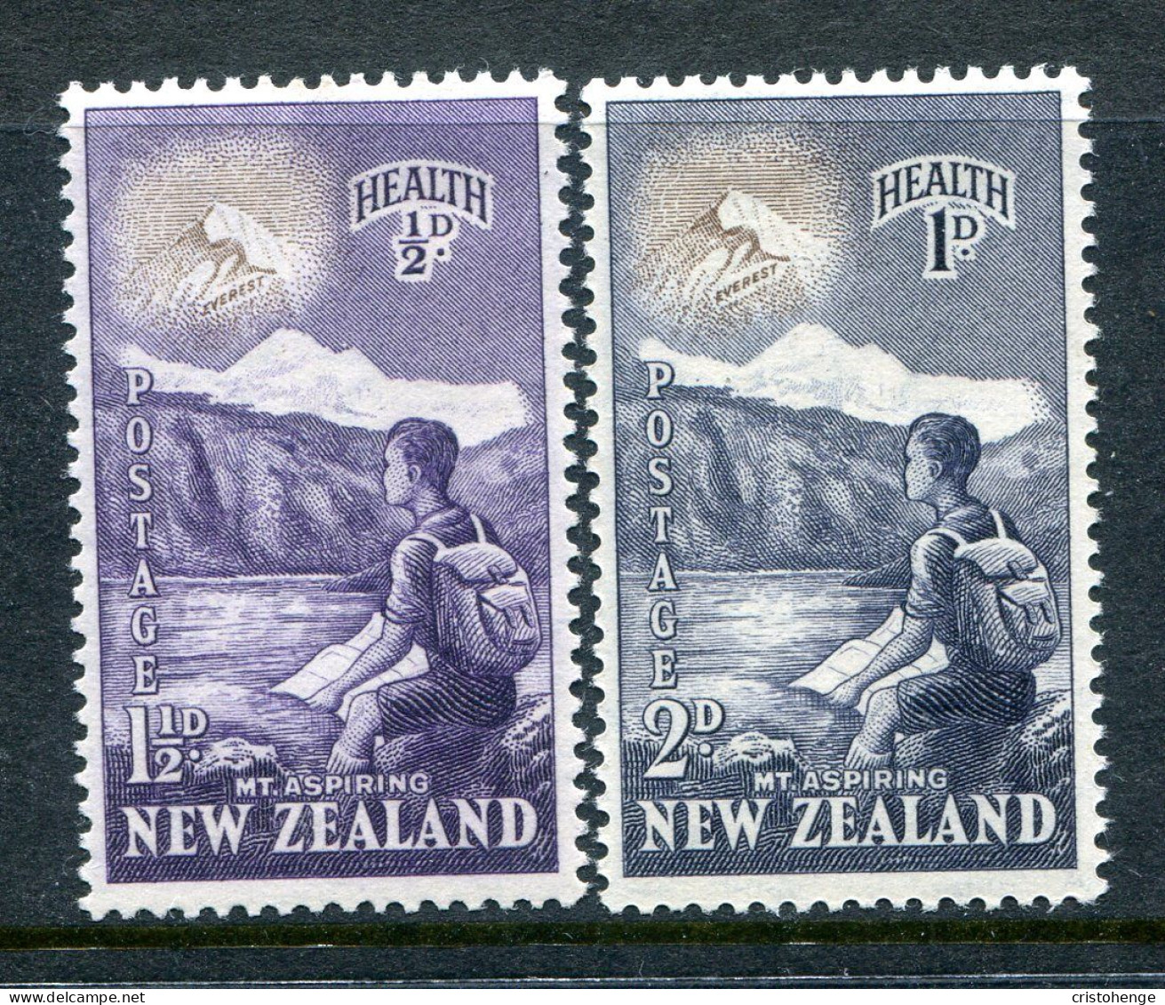 New Zealand 1954 Health - Climber, Mount Aspiring & Mt Everest Set HM (SG 737-738) - Nuevos