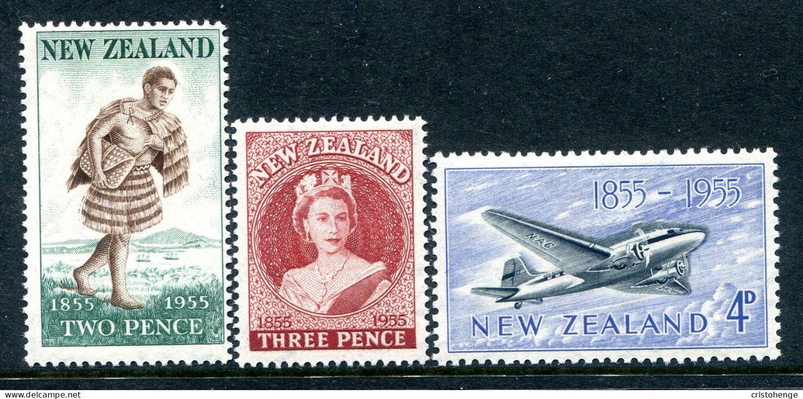 New Zealand 1955 Centenary Of First New Zealand Postage Stamps Set HM (SG 739-741) - Ongebruikt