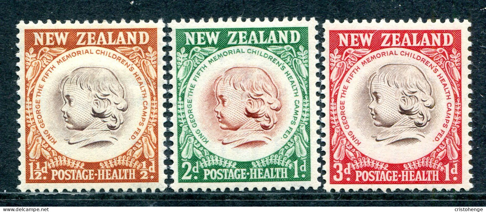 New Zealand 1955 Health - Health Camp Emblem Set HM (SG 742-744) - Unused Stamps