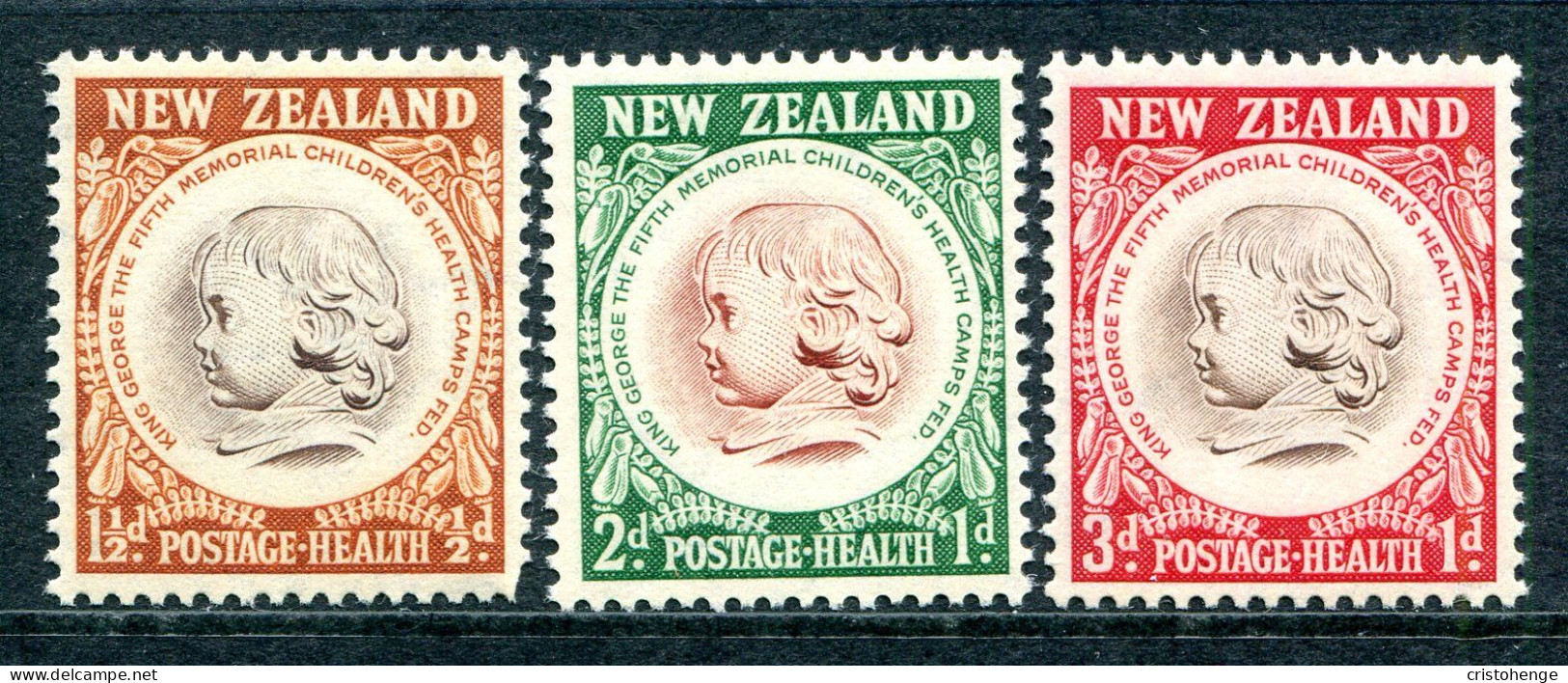 New Zealand 1955 Health - Health Camp Emblem Set HM (SG 742-744) - Unused Stamps