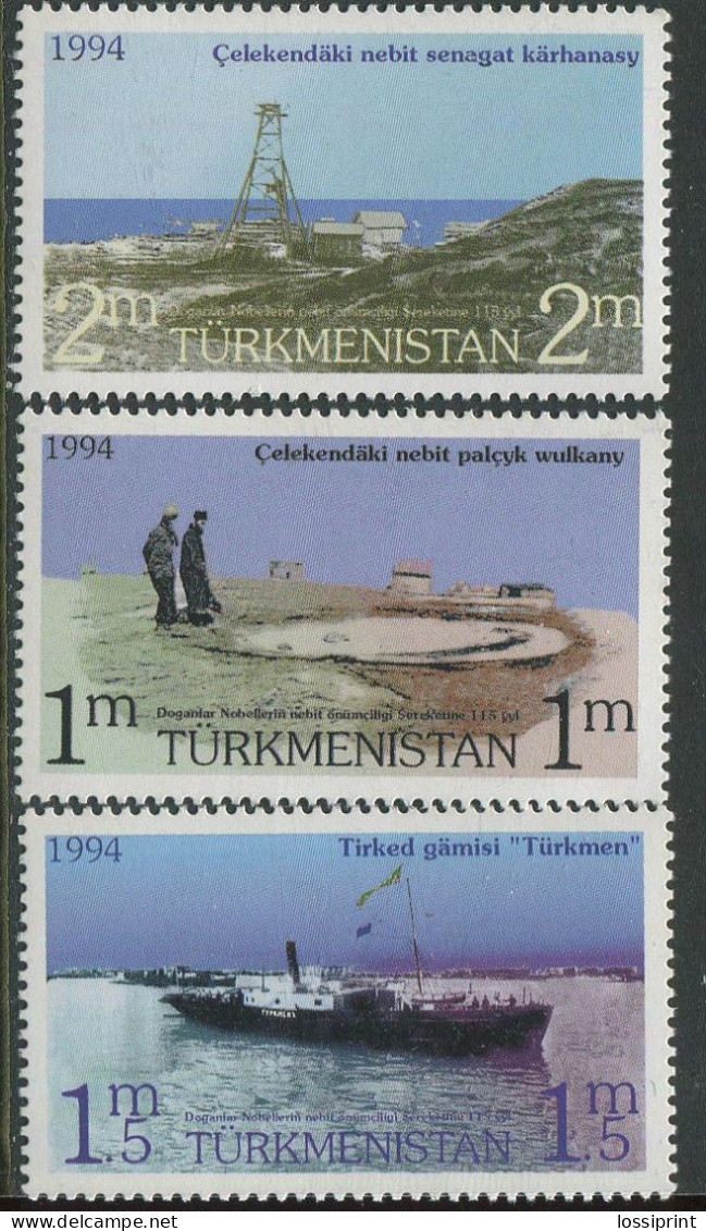 Turkmenistan:Unused Stamps Serie Ship Türkmen, Crater And Building, 1994, MNH - Turkmenistán